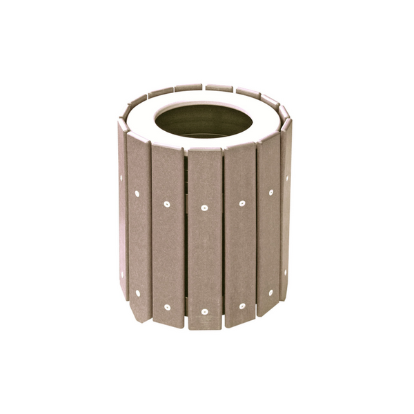 Round Slatted Trash Container