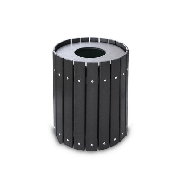Round Slatted Trash Container