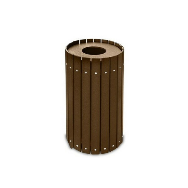 Round Slatted Trash Container